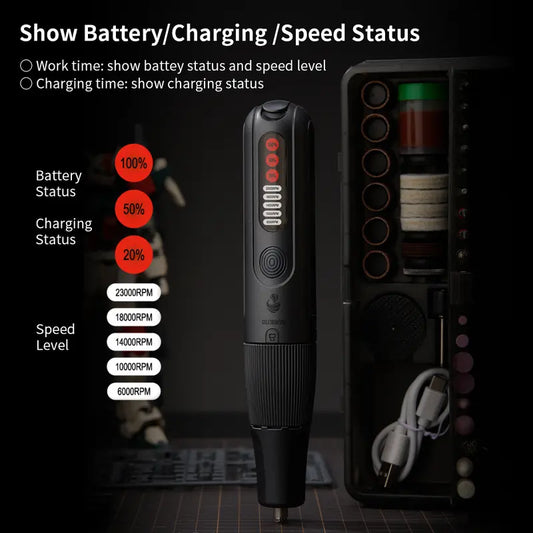 8V Cordless Rotary Tool Kit, 5-Speed 23000RPM Power Carver with 2.0Ah Battery & 56 Accessories for DIY