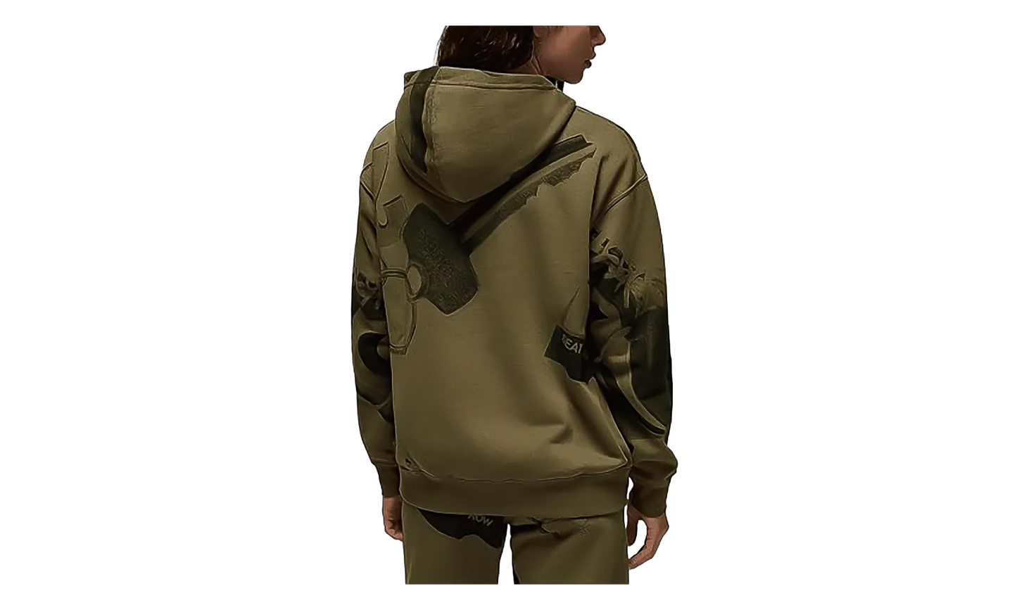 Jordan Brooklyn Fleece Printed Pullover Hoodie WMNS "Medium Olive / Black" HJ0157 222