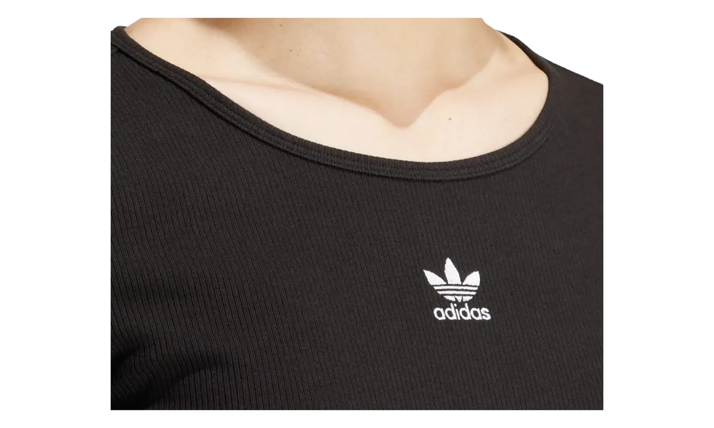 Essentials Ribbed Crop Long Sleeve Tee WMNS "Black" IW5725