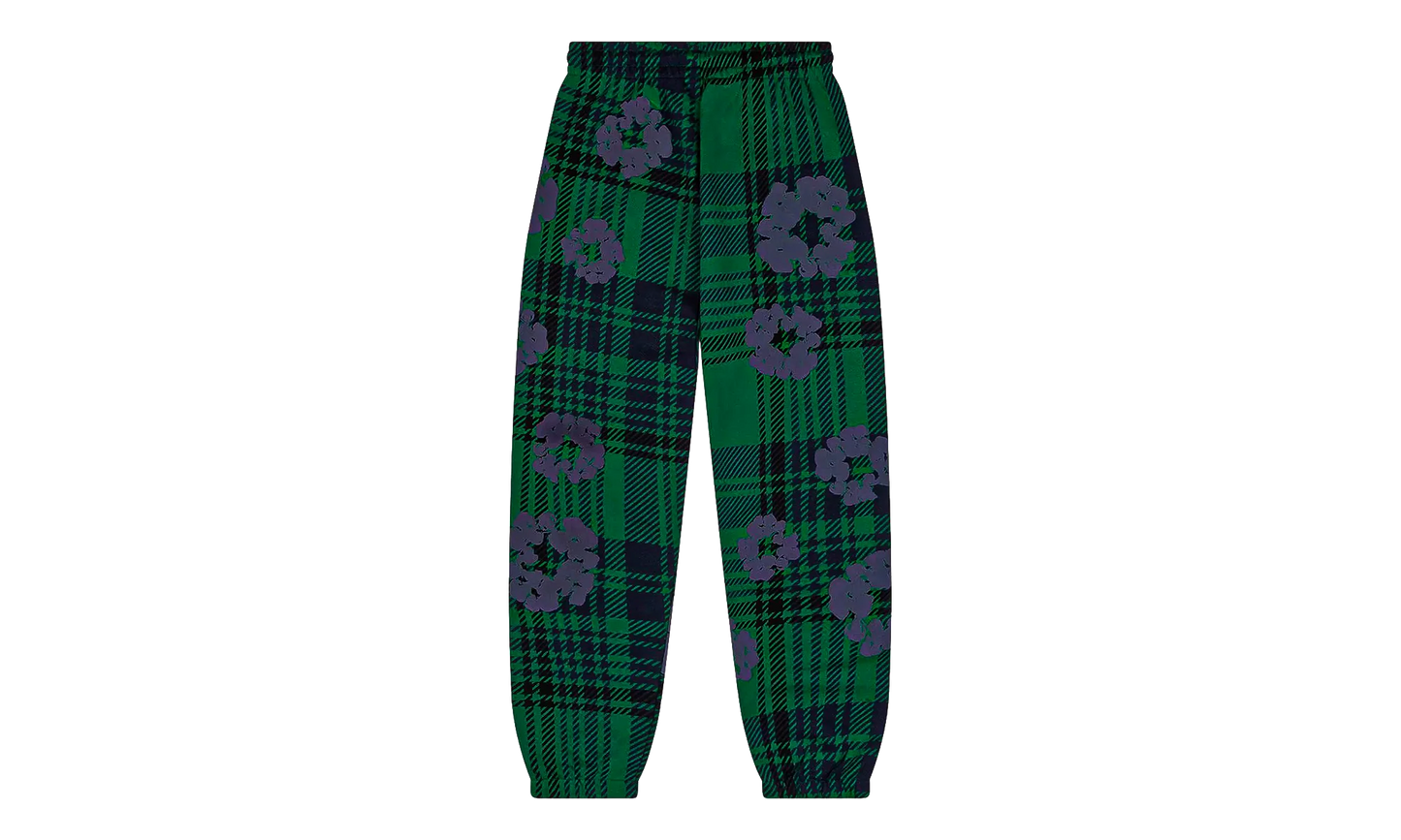 Plaid Cotton Wreath Sweatpants "Green" DT386