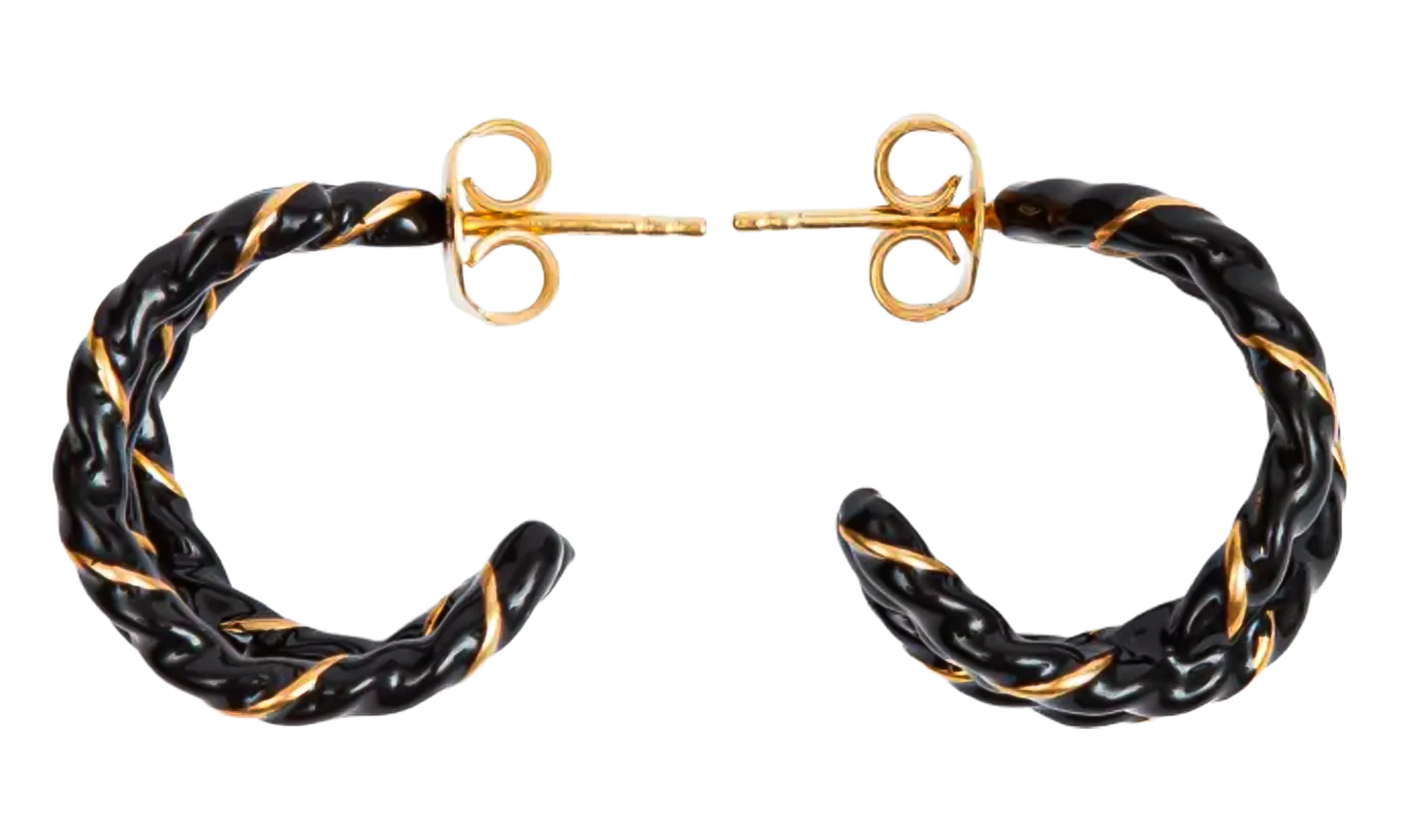 GOLD PLATED TWISTED EARRINGS "Black / Gold" SM1VG0051P6477967