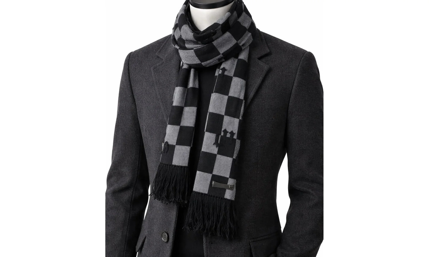 Cashmere Old English Scarf "Black / White" MSK003 004