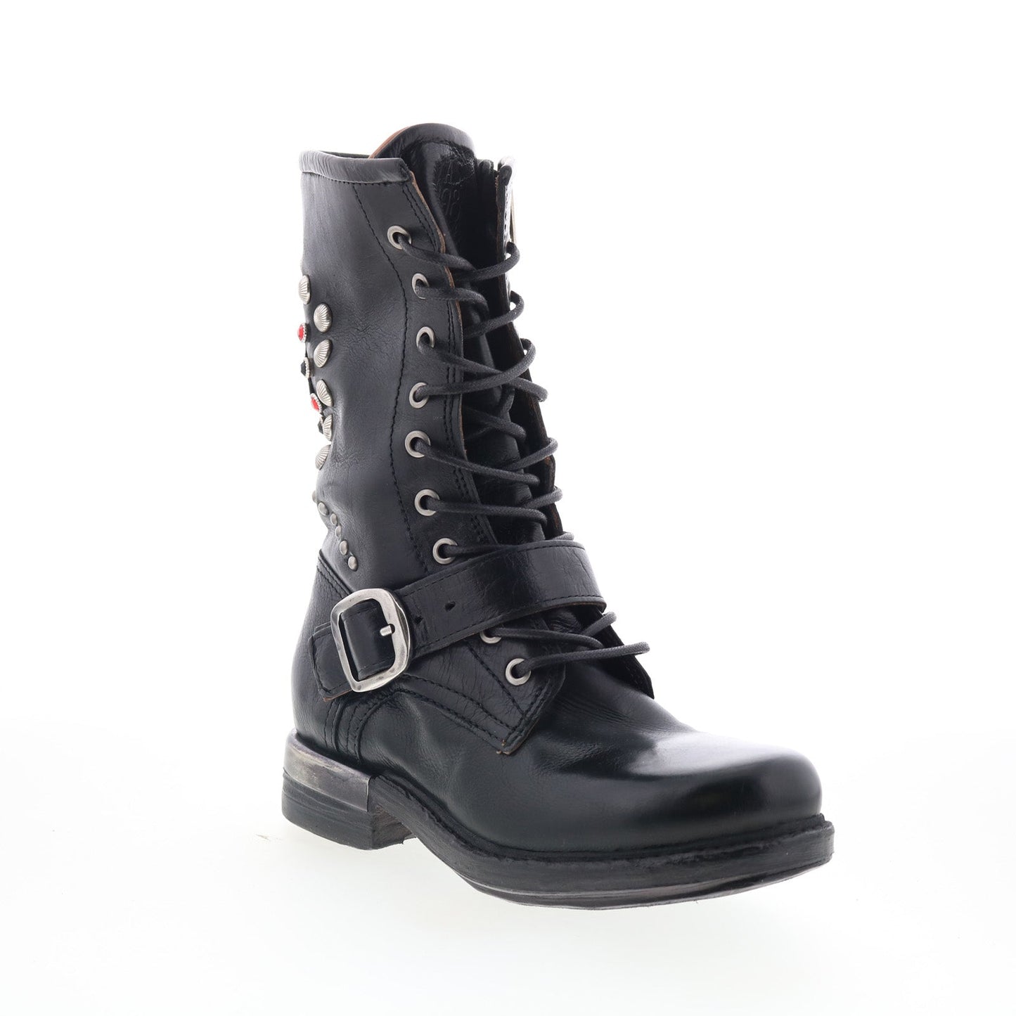 Austin Womens Black Leather Lace Up Casual Dress Boots