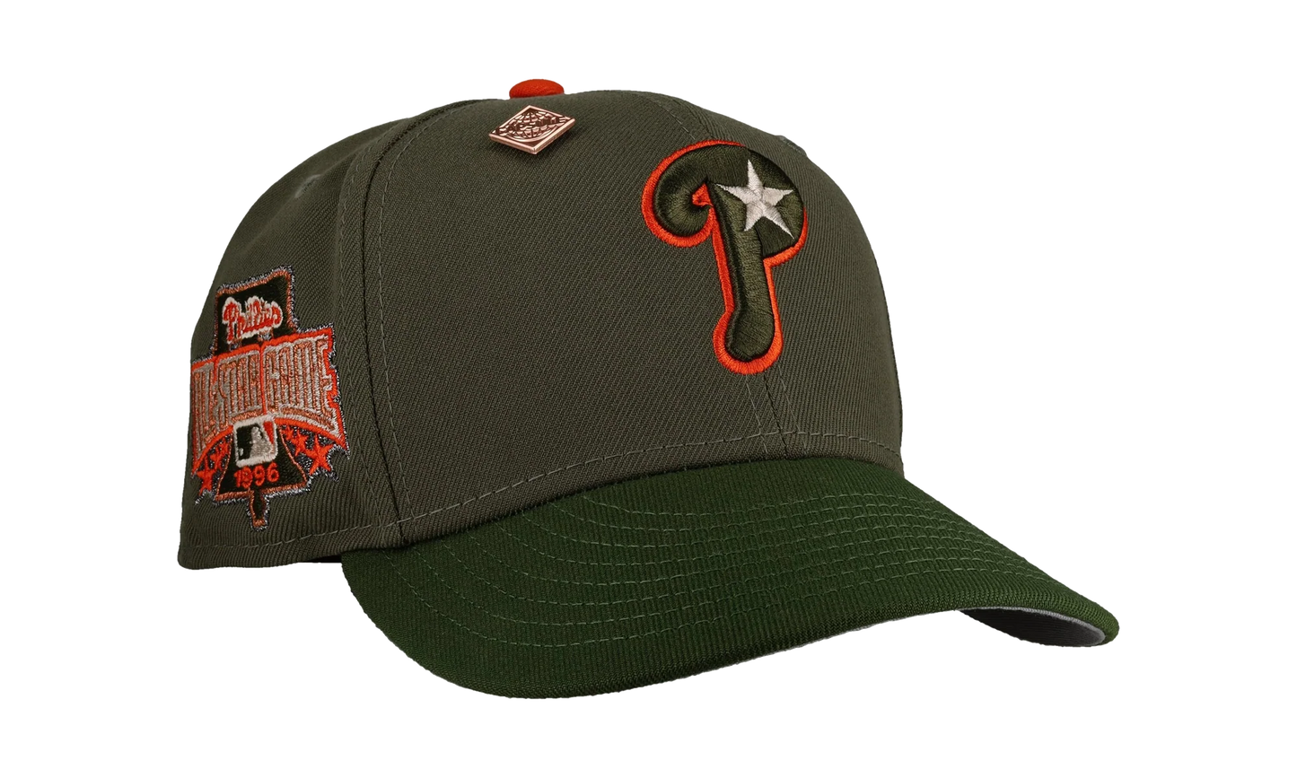 59FIFTY Philadelphia Phillies 1996 All Star Game Fitted Hat "Olive / Orange" NE349
