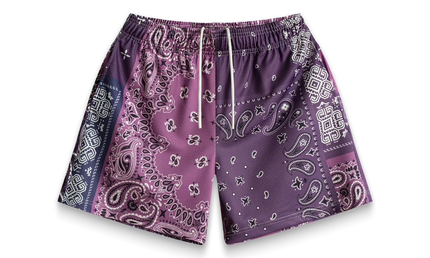 Patchwork Paisley Shorts "Purple" BS112