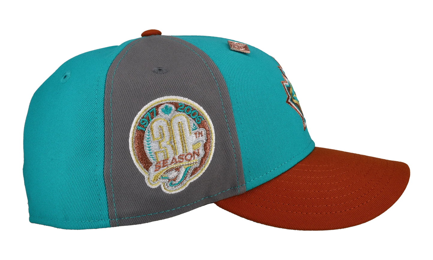 59FIFTY Toronto Blue Jays 30th Anniversary Pinwheel Fitted Hat "Steel Orange / Grey" NE435