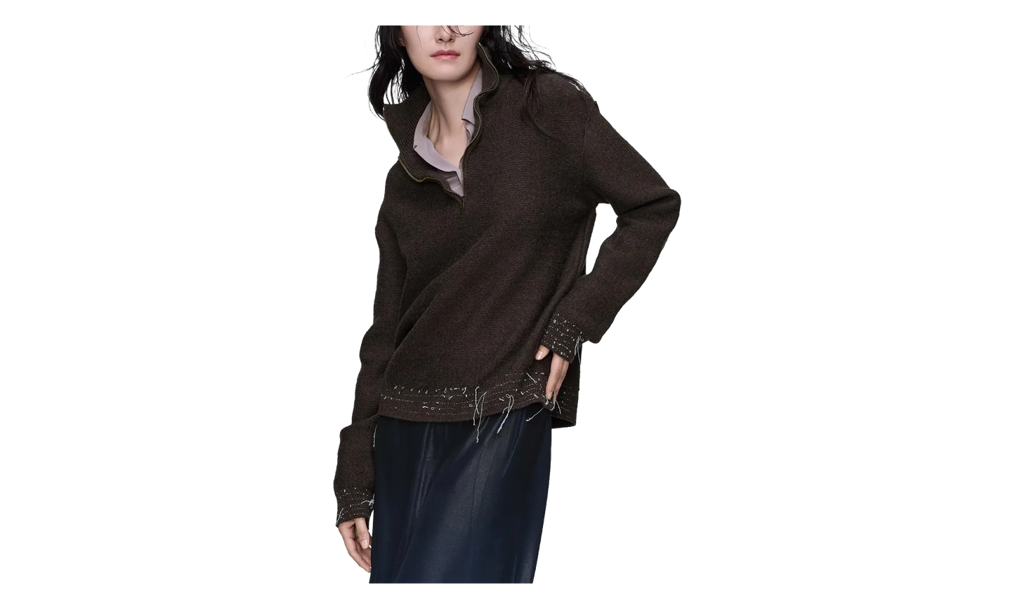 Wool Quarter-Zip Sweater WMNS "Brown" S51HL0040M13227143F
