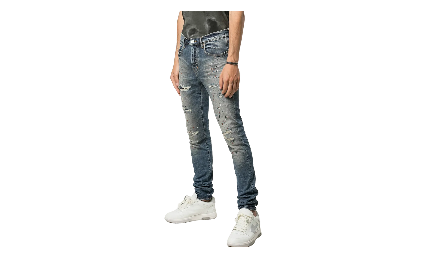 P001 Slim-Fit Jeans "Indigo Paint Repair" P001 IPR