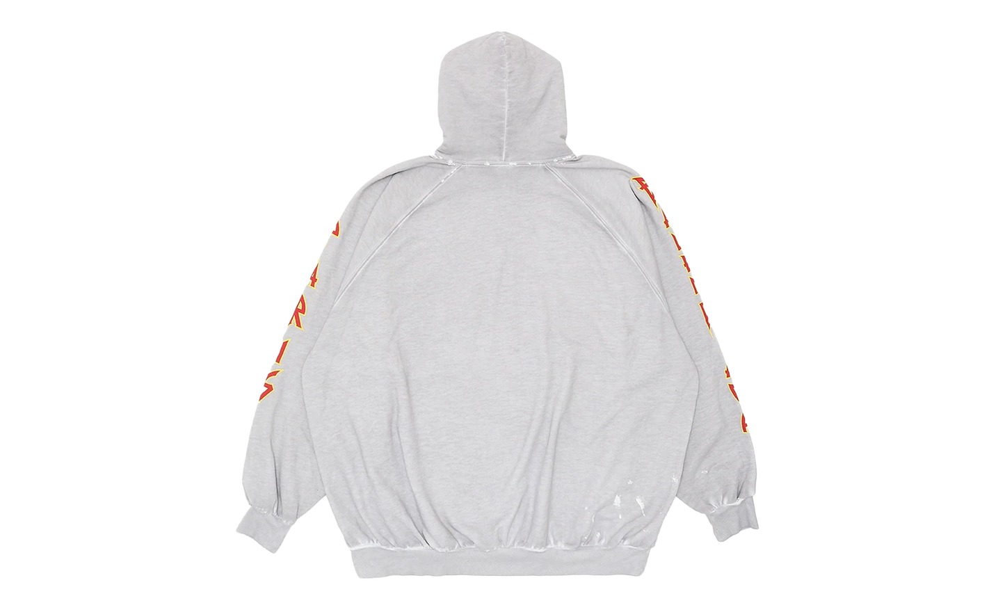 Oversized Painted Vintage Metal Logo Hoodie "Dirty White Red Yellow" 697879 TMV89 0901
