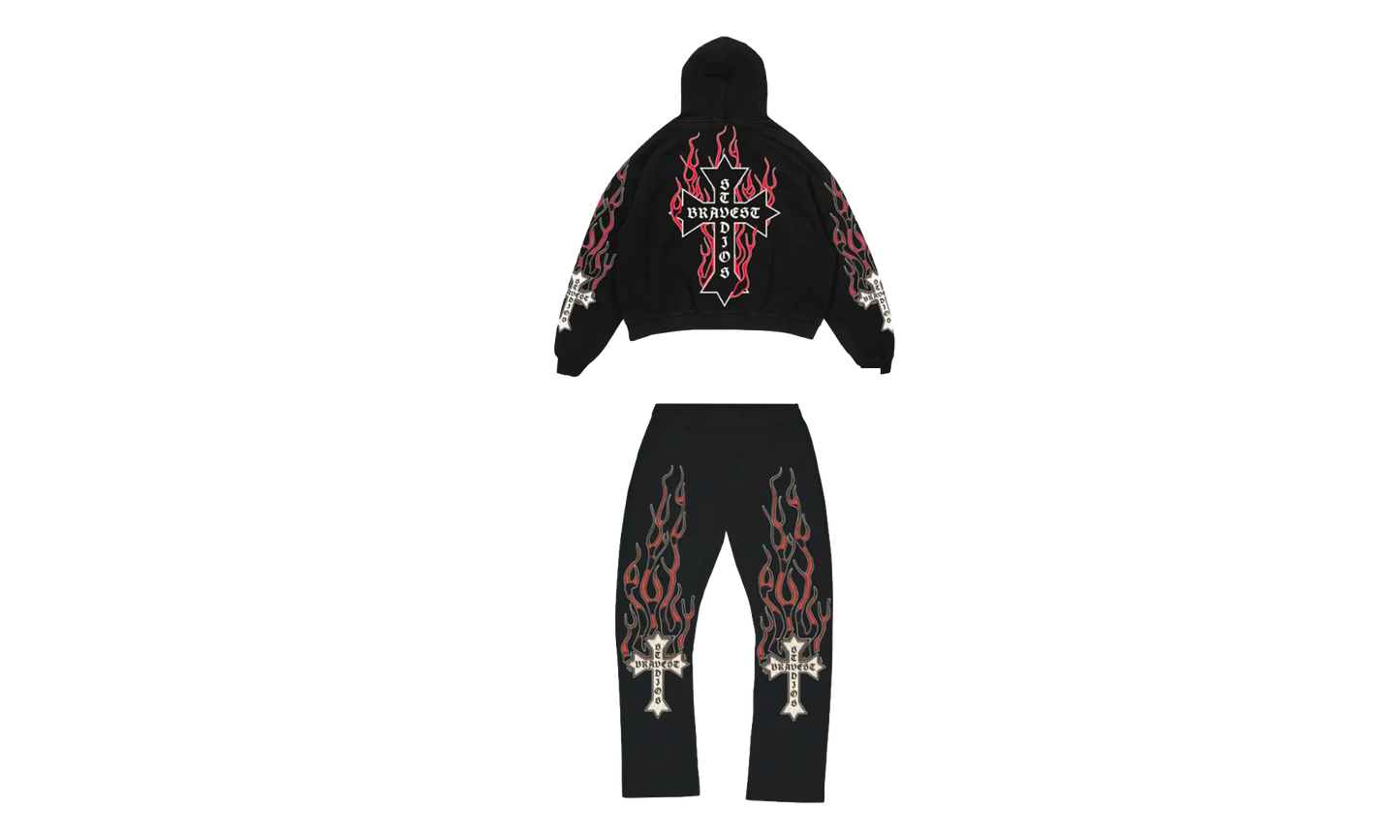Flames Sweatsuit "Red" BS114