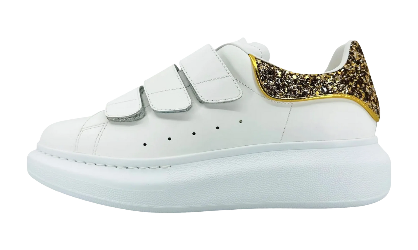 Larry Oversized Strap Sneaker Low Glitter "White Gold" 697106WIBNP9075