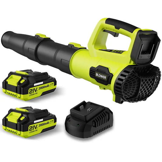 21V Cordless Leaf Blower with 2x 2.0Ah Batteries, Lightweight Power Blower for Lawn Care