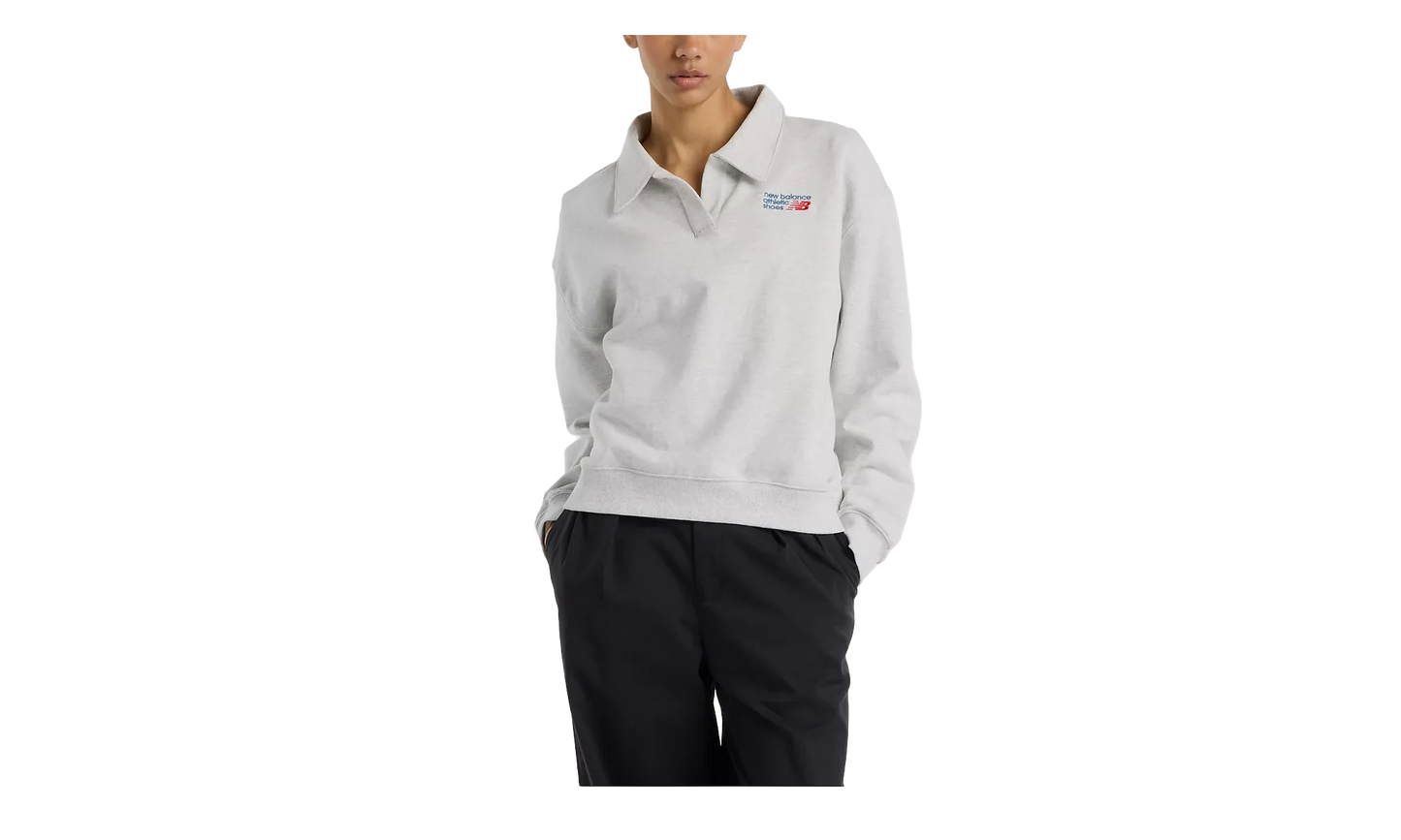 French Terry Polo Sweatshirt WMNS "Ash Heather" WT51513AHH