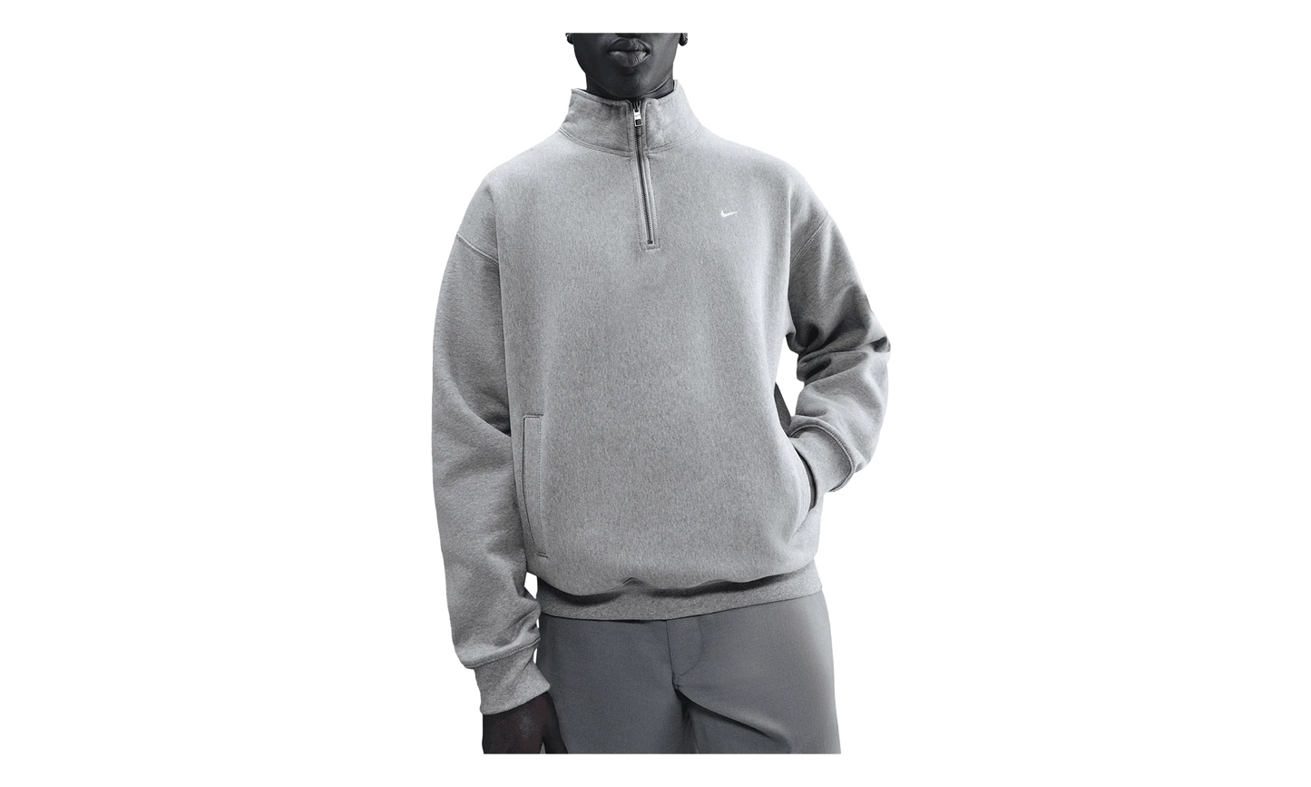Solo Swoosh Fleece Quarter Zip Top "Dark Grey Heather / Light Smoke Grey / White" HV1094 063