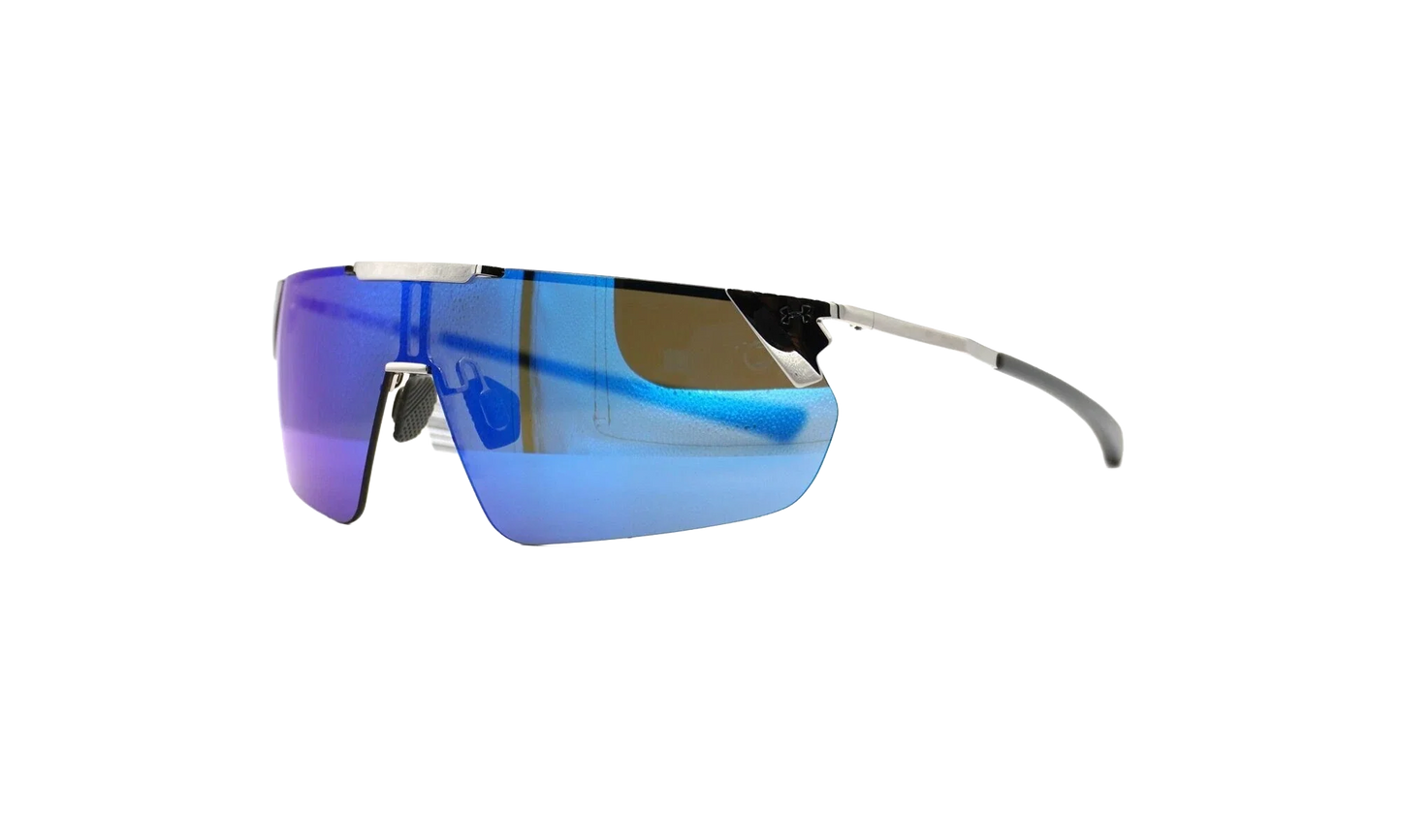 Litewire Shield Sunglasses "Gray Blue Mirror - Gloss Silver / Gray Rubber" 8600135 014361