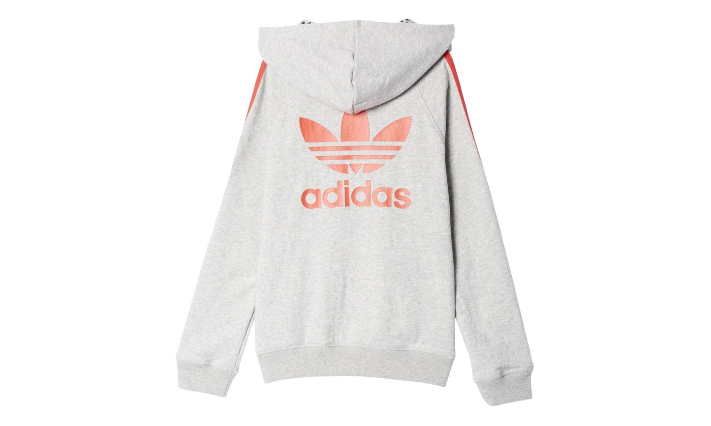 OriginalsTrefoil Hoodie GS "Medium Grey Heather / Red" S96086