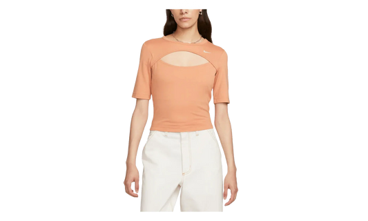 NSW Essential Cut-out Swoosh Logo Tee WMNS "Amber Brown / Sail" FB8282 225