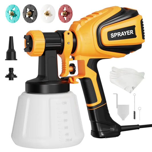 700W HVLP Paint Sprayer, Multi-Nozzle & Pattern, Easy to Clean for Furniture, Fence & More