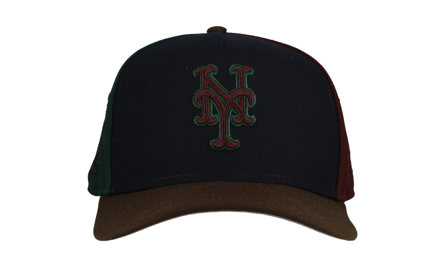 9FIFTY New York Mets Subway Series Pinwheel A Frame Snapback Hat "Black / Dark Green / Brown" NE217