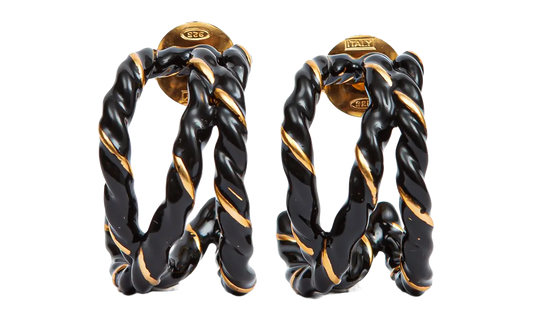 GOLD PLATED TWISTED EARRINGS "Black / Gold" SM1VG0051P6477967