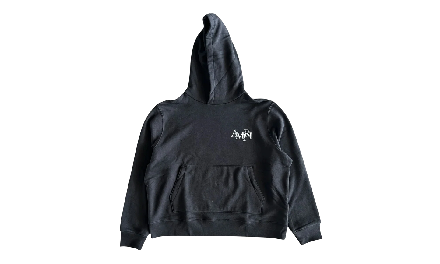 Staggered Logo Hooded Sweatshirt "Black Chrome" EXMJL002 001