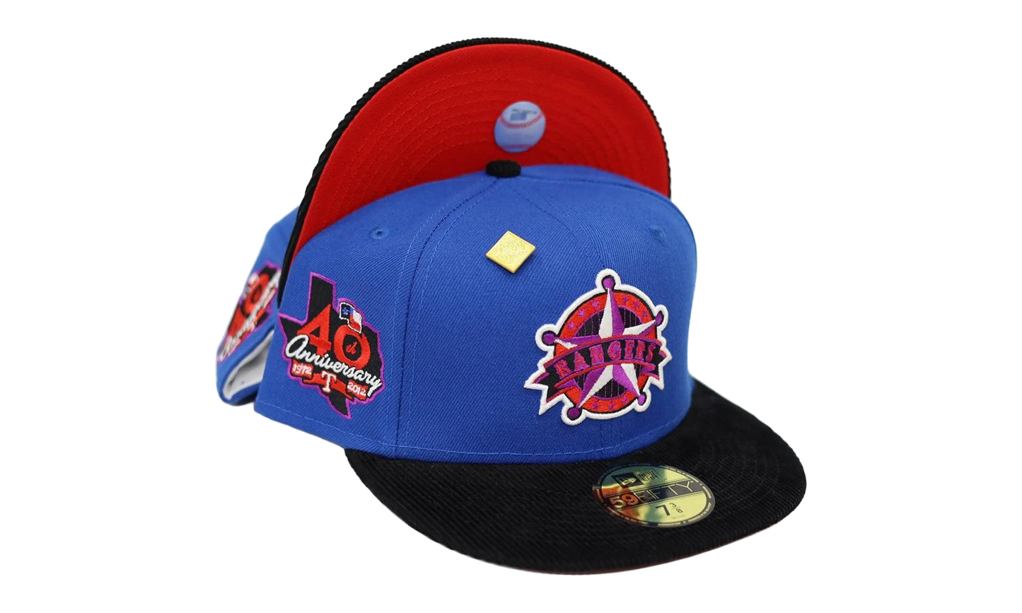 59FIFTY Texas Rangers 40th Anniversary Fitted Hat "Blue / Black - Corduroy Visor" NE397