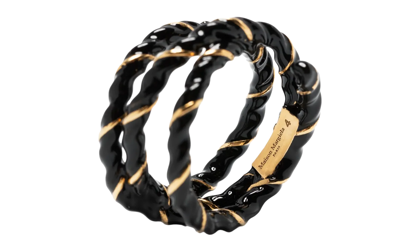 GOLD PLATED TWISTED RING "Black / Gold" SM1UQ0108P6477967