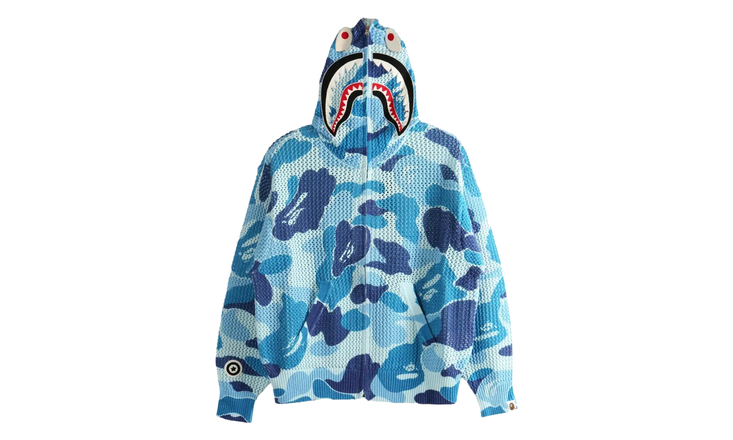 ABC Camo Crochet Relaxed Fit Shark Full Zip Hoodie "Blue Camo" 1L30115306 BLU