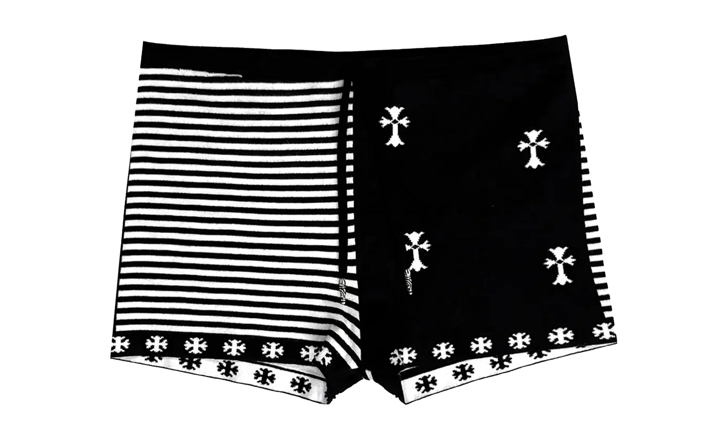 Striped Cross Stitching Drawstring Shorts WMNS "Black / White" CHRM1179