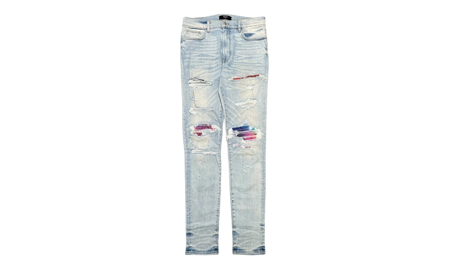 MX1 Bandana Patch Jeans "Light Indigo Rainbow" AMRBLI USED 1 NEW