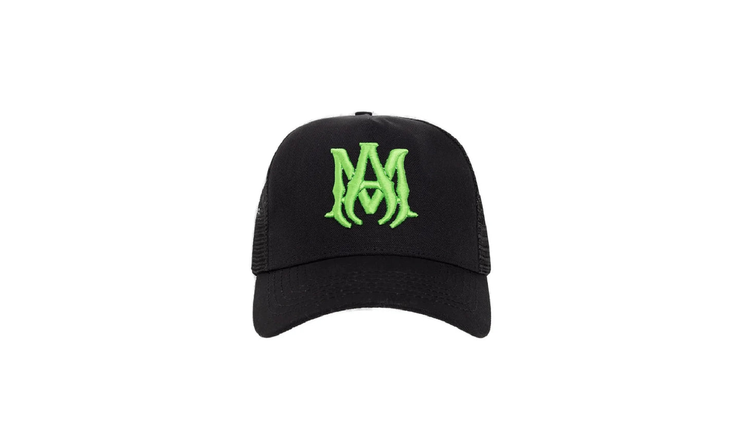 MA Logo Trucker Hat "Black Neon Green" MDS357 002