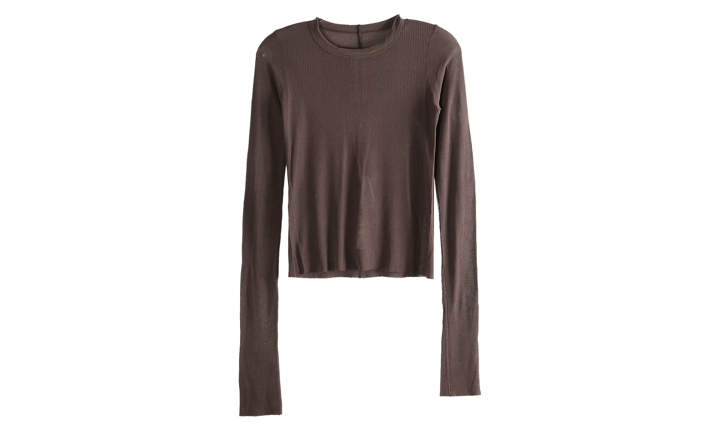 Cropped Rib Long Sleeve T-Shirt WMNS "Macassar" RP01F6209 RC 53