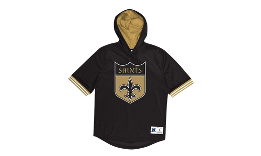 NFL Unbeaten Short Sleeve Mesh Hoodie "New Orleans Saints - Black" MSHSAJ19029 NOSBLCK