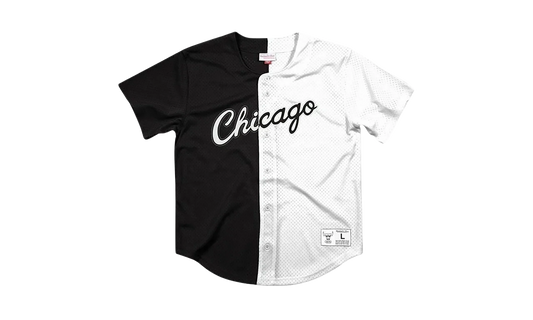NBA Split Color Mesh Button Front Shirt "Chicago Bulls - Black" BA88XJ CBU K HEX