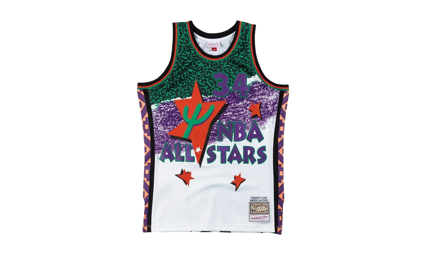NBA Sublimated Hakeem Olajuwon Swingman Jersey "1995 All Star West - White" SMJYNG18434 ASWWHIT95HOL