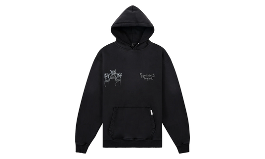 Hand Drawn Thoroughbred Dogs Hoodie "Aged Black" MLM100556 03