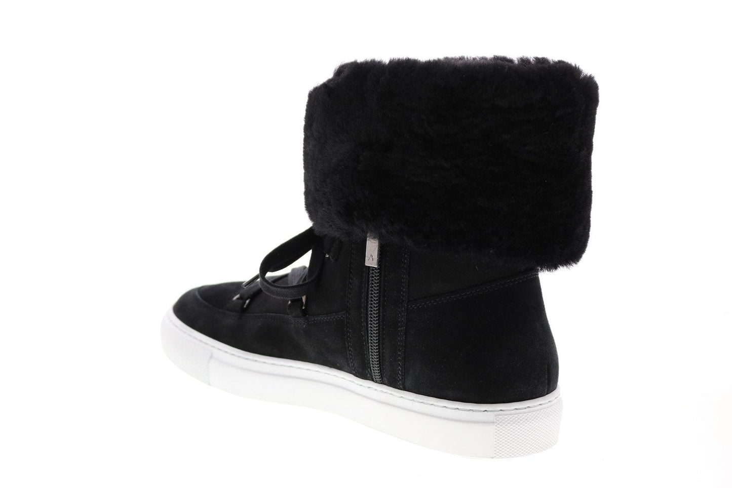 Aquatalia Valarie Suede Shearling Womens Black Suede Zip Laced Boots