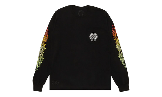 Floral Sleeve Gradient Long-sleeve T-shirt "Black" CHRM0821