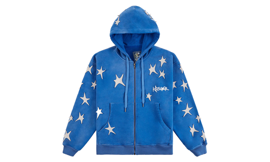 Patchwork Washed Hoodie "Blue" KS002