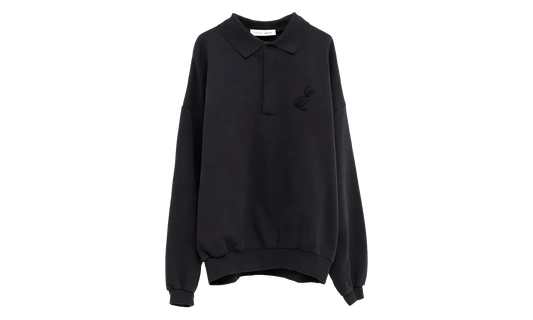 Embroidered Classic Polo Sweatshirt "Vintage Black" 192HO252042F