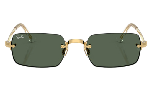 Ray-Ban Rimless "A$AP Rocky - Polished Arista Gold with Dark Green Lens" RB3928 001 71