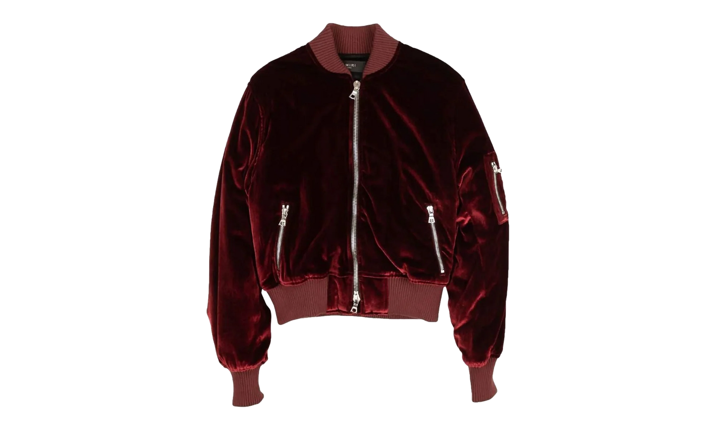 Velvet Satin Bomber Jacket "Burgundy" MOS017 652