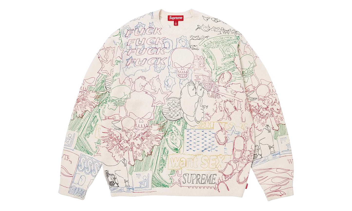 Collage Embroidered Sweater "SS26 - White" SU27294