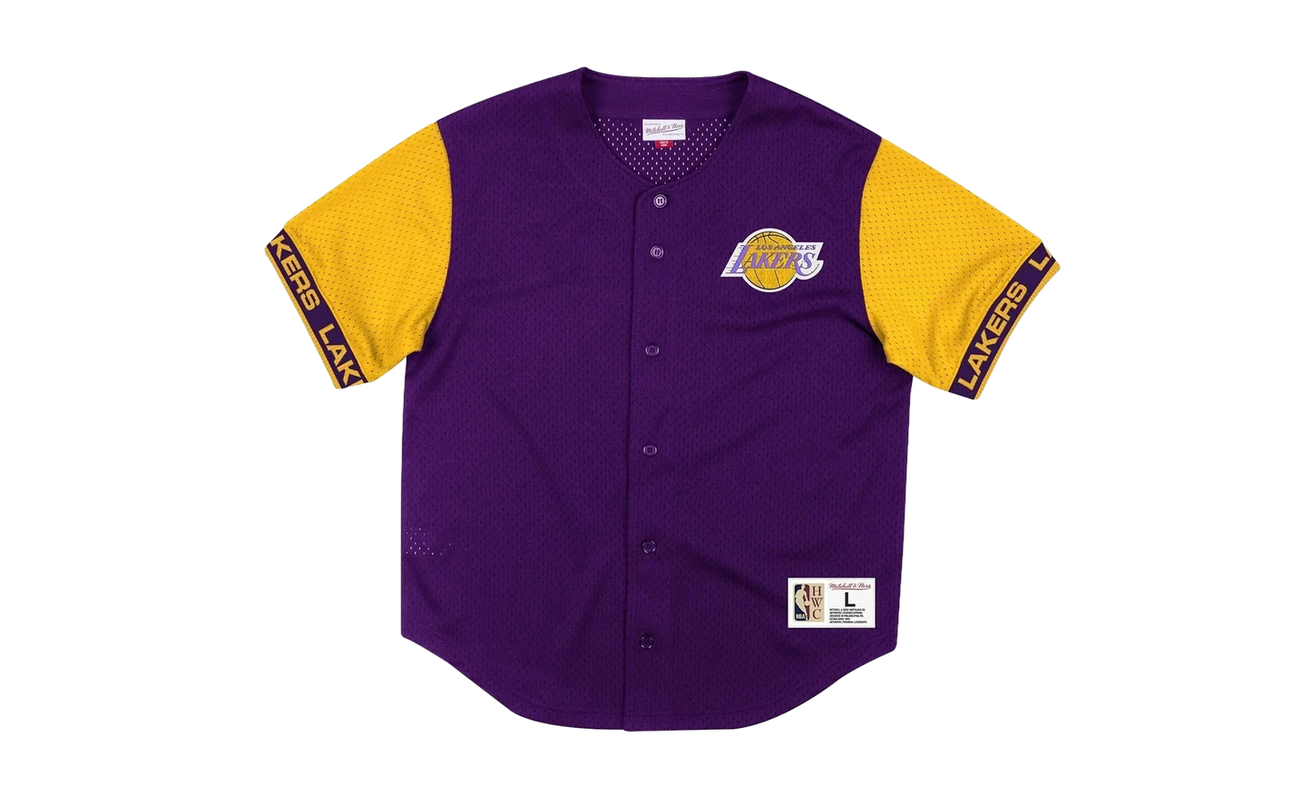 NBA Pure Shooter Mesh Button Front Shirt "Los Angeles Lakers - Purple" MSBFAJ19017 LALPURP