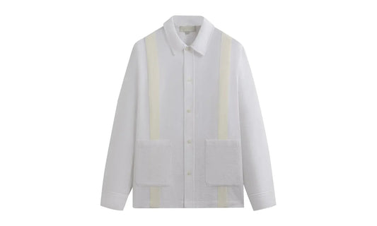 Seersucker Long-Sleeve Boxy Collared Overshirt "White" KHM032080 101