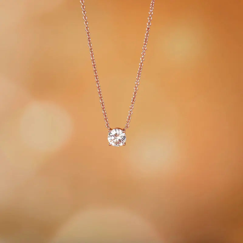 Dainty Round Cut CZ Pendant Necklace for Women