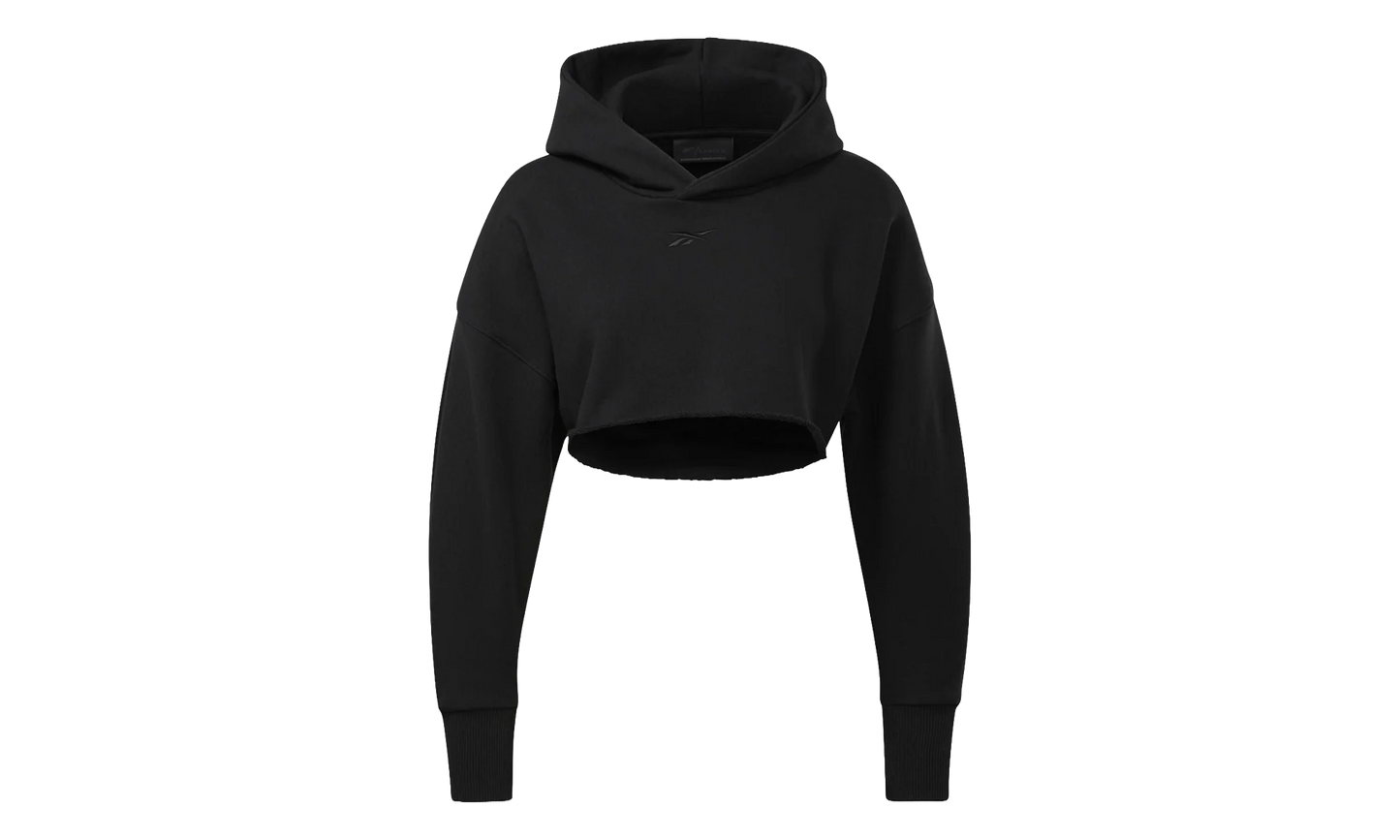 Cardi B Crop Hoodie WMNS "Black" H48407