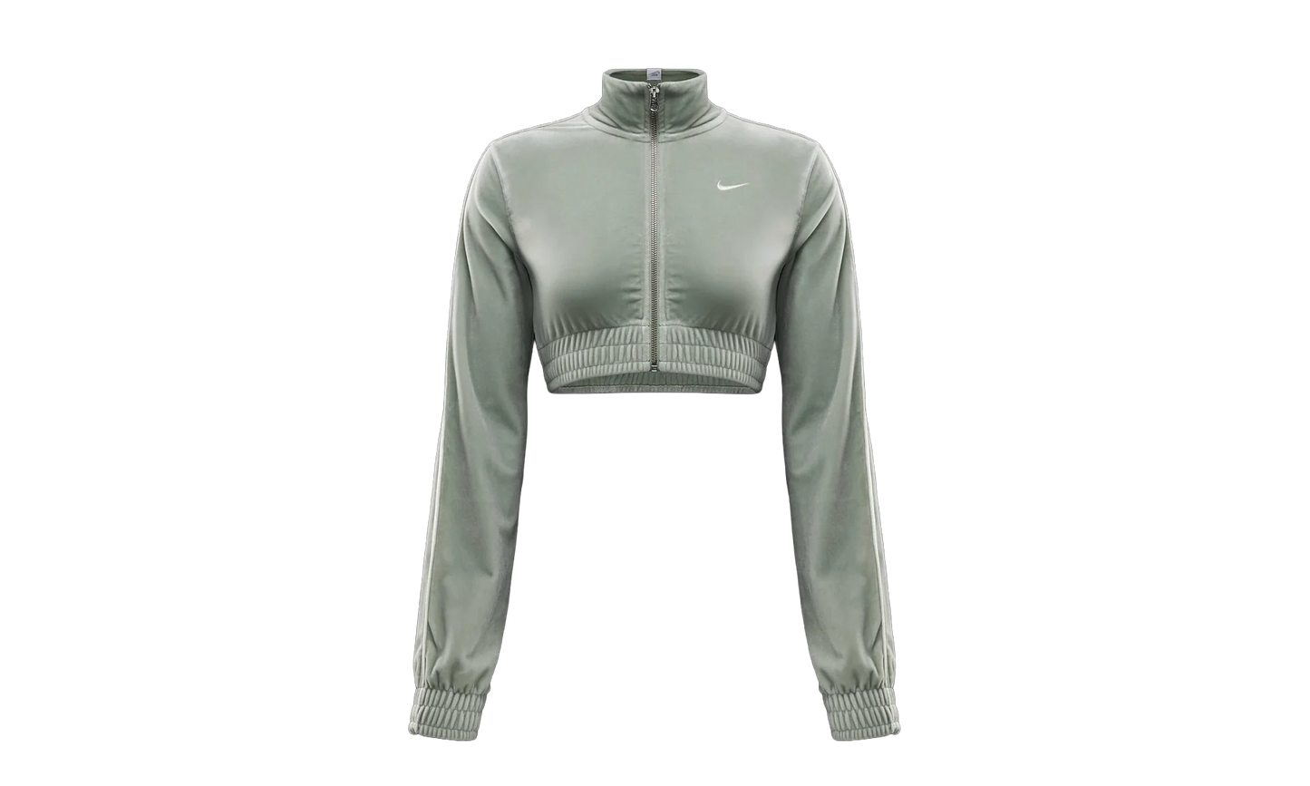 Sportswear Collection Cropped Velour Full Zip Top WMNS "Jade Horizon / Sail / Sail" FZ3679 370