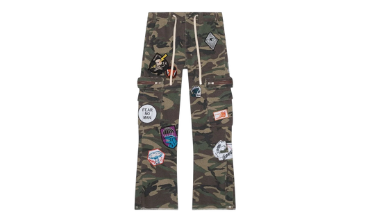 Patchwork Flared Cargo Pants "Camo Green" GS096