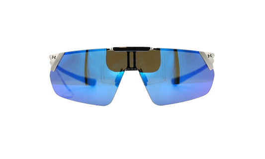 Litewire Shield Sunglasses "Gray Blue Mirror - Gloss Silver / Gray Rubber" 8600135 014361